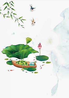 小清新荷葉廣告背景