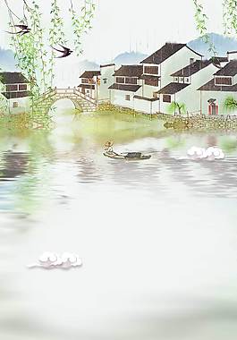 精美古鎮(zhèn)廣告背景