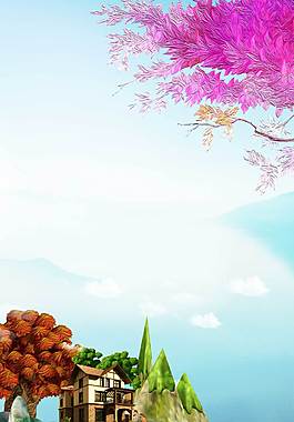 手繪風(fēng)景廣告背景