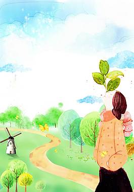小清新手繪廣告背景