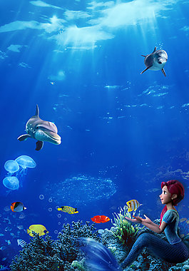 唯美海底廣告背景