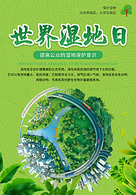 保护湿地公益海报