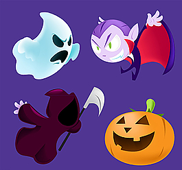 卡通萬圣節(jié)角色矢量圖圖片