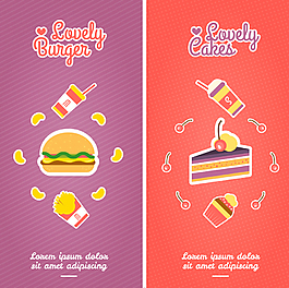 2款卡通食物banner矢量图
