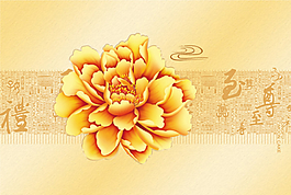 富貴金色牡丹花圖片