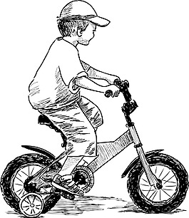 騎自行車的小孩子