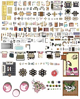 室內(nèi)彩色平面圖素材