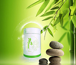 草本面膜粉包裝海報背景