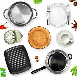 精美廚房用品餐具矢量素材
