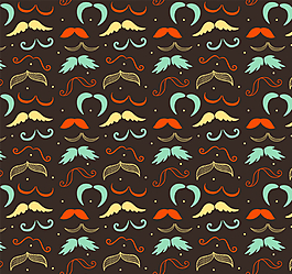 彩色胡須無縫背景矢量素材圖片