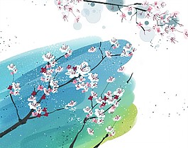 桃花櫻花浪漫海報背景