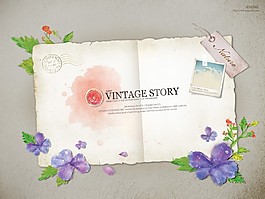 浪漫唯美鮮花筆記本海報背景