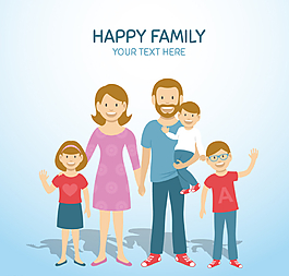 幸福家庭插画矢量素材图片