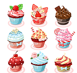 紙杯蛋糕設計矢量圖圖片