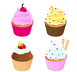 美味紙杯蛋糕矢量素材圖片