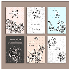 復(fù)古素描鮮花圖片