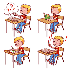 學習的男孩設計矢量圖圖片