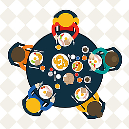 聚餐飯桌俯視圖