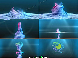 精美的粒子云海升腾幻化出logo标志AE模板