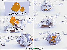 新穎搞怪的多邊形碎塊匯聚logo展示AE模板