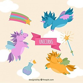 愉快的顏色與元素的獨角獸