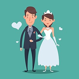 卡通風(fēng)格的婚禮情侶
