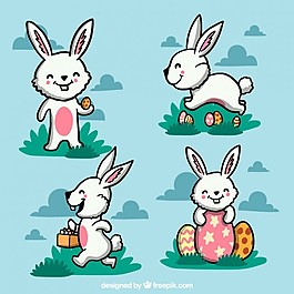 一只手画好的复活节兔子