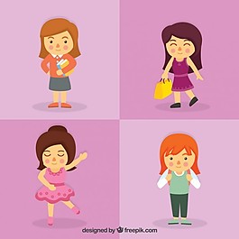 女孩做不同的活動