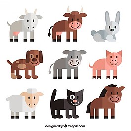 平面設計中的可愛動物收藏