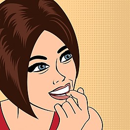 可愛的復(fù)古女在漫畫風(fēng)格