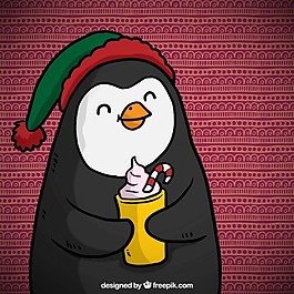 漂亮的卡通圣誕企鵝
