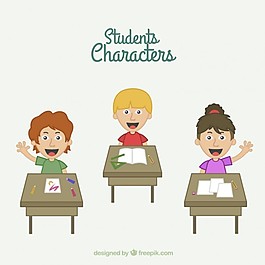 學生角色在他們的課桌