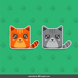 两只可爱的猫贴纸