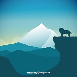 自然景觀與獅子剪影