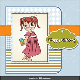 可愛(ài)女孩生日卡片剪貼簿風(fēng)格