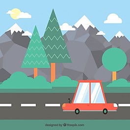 卡通汽車在路上