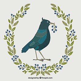 花花环的鸟插图