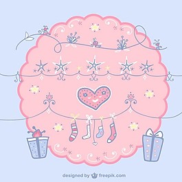 可愛的圣誕裝飾和心
