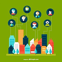 网络城市的信息图表