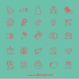 涂鴉婚紗圖標(biāo)集