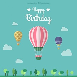 三熱氣球生日卡