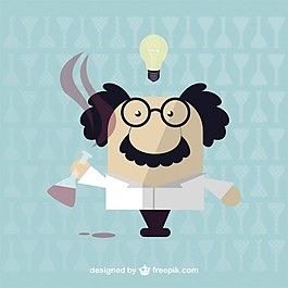 卡通科学家用试管