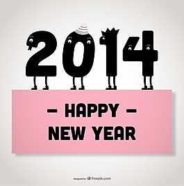 快樂(lè)新年賀卡設(shè)計(jì)可愛(ài)的數(shù)字