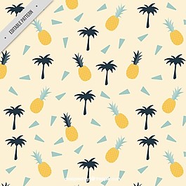棕櫚樹和菠蘿夏季模式