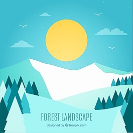 手繪雪林背景