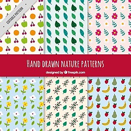 手繪自然和水果圖案