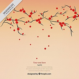 有紅花背景的樹