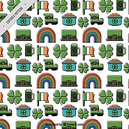 帕特里克的各種元素的手繪圖案