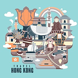 手繪景點建筑