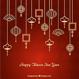 亚洲装饰花环新年背景